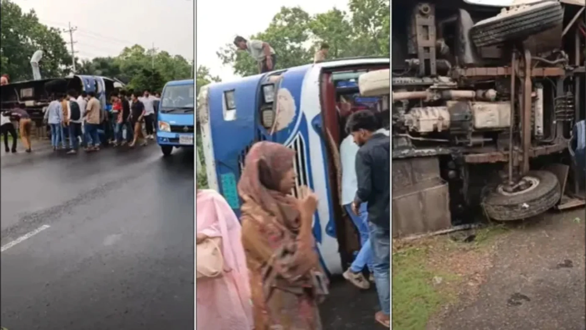 উত্তরা ইউনিভার্সিটির একটি বাস উল্টে ৩০ জন শিক্ষার্থী আহত