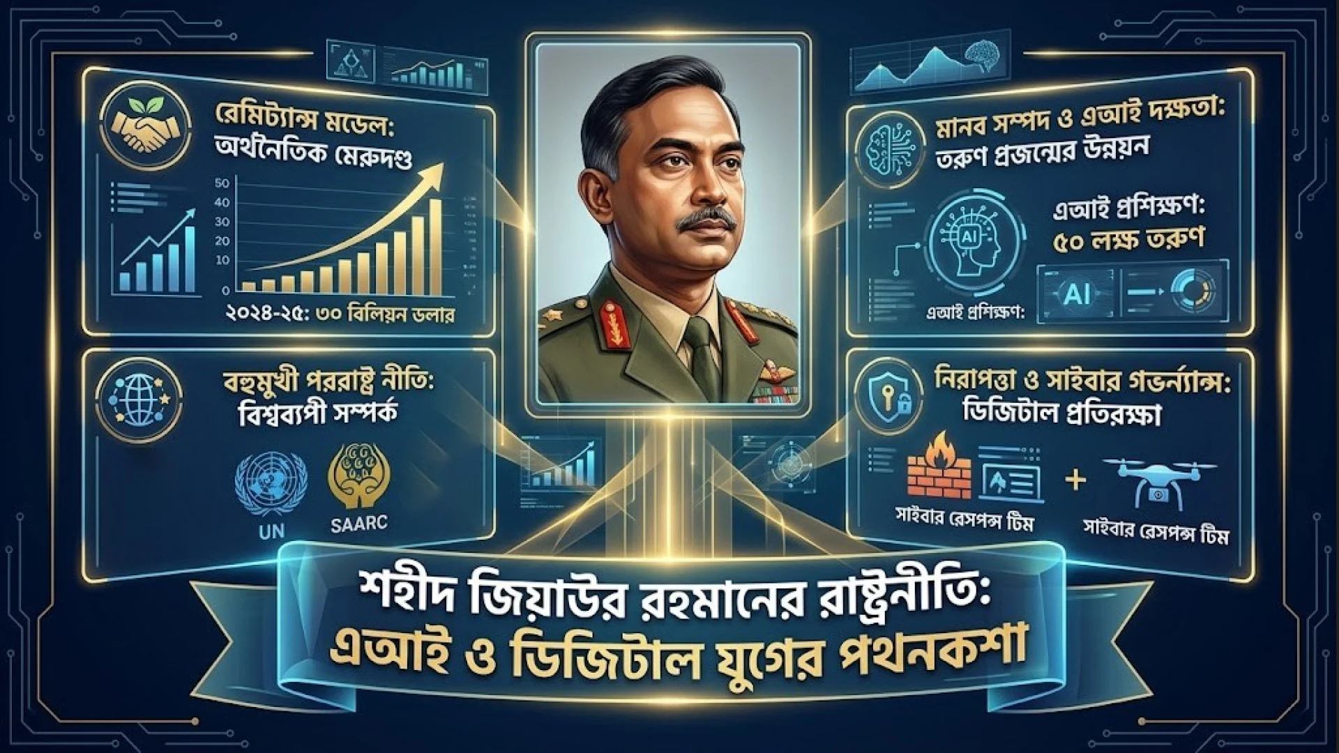 জিয়াউর রহমানের রাষ্ট্রনীতি এআই ও ডিজিটাল যুগের পথনকশা, বলছে গবেষণা