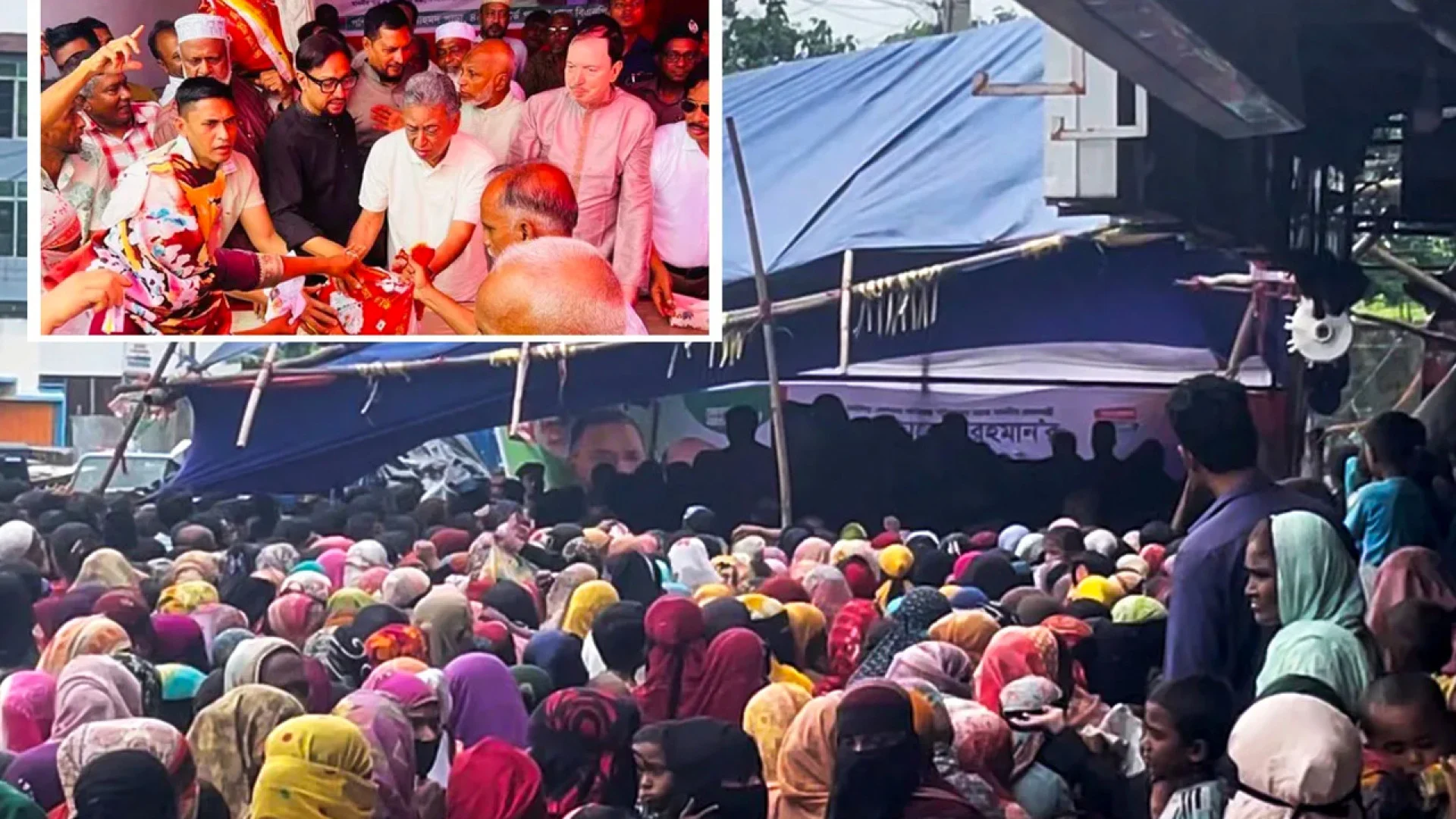 বন্যার্তদের ত্রাণ বিতরণ অনুষ্ঠানে ভেঙে পড়ল মঞ্চ, অল্পের জন্য রক্ষা পেলেন অর্থমন্ত্রী