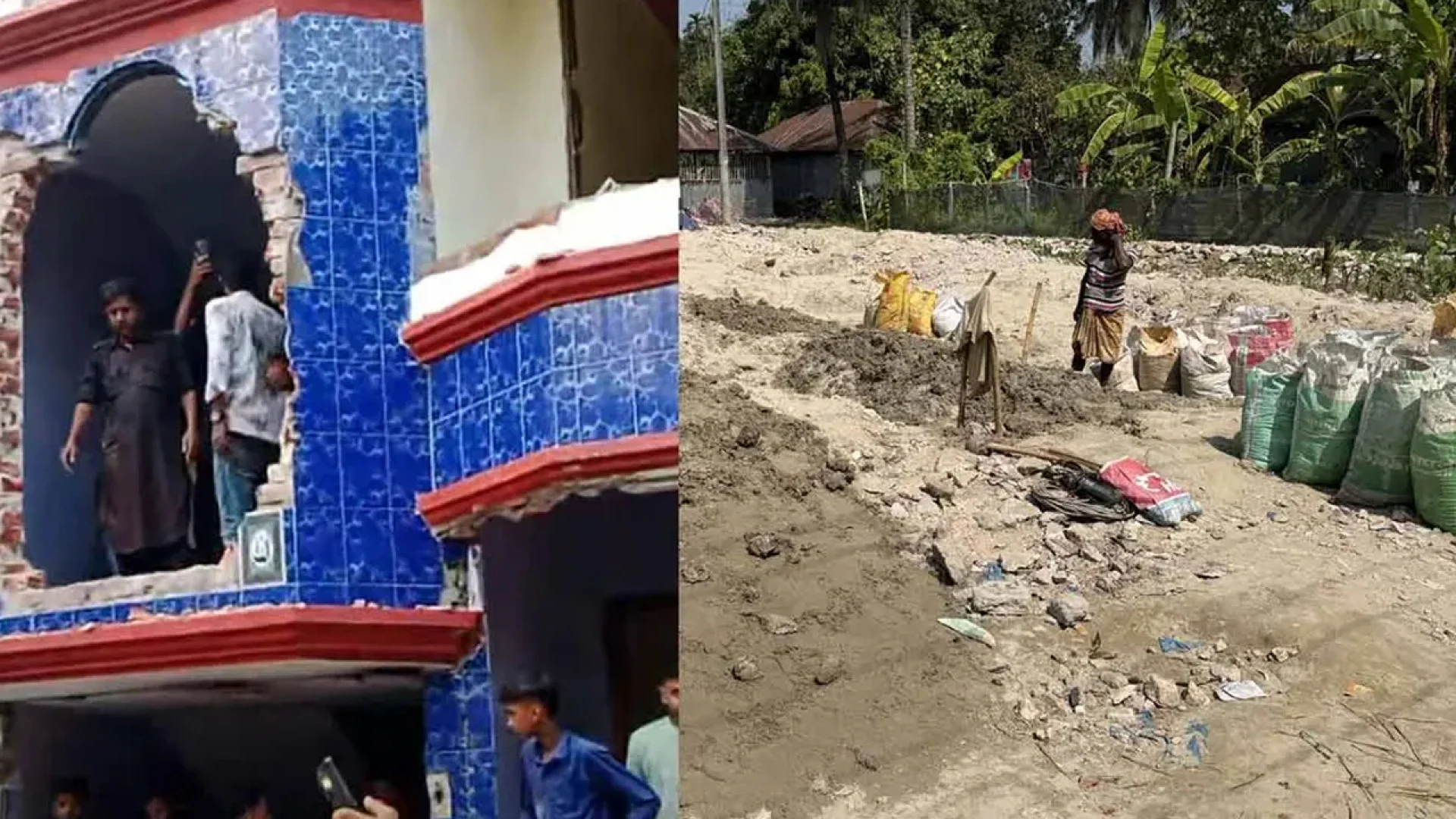 পাবনায় প্রধান আসামির বাড়ি গুঁড়িয়ে দেওয়া হয়েছে , তুলে নেওয়া হচ্ছে মাটিও
